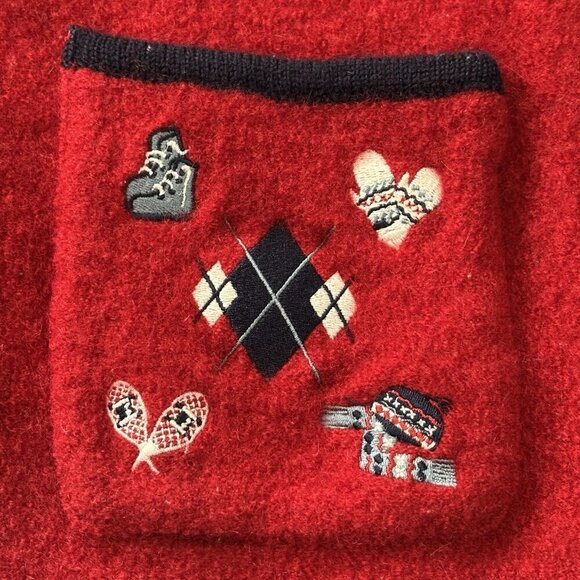 Item Co Red Boiled 100% Wool Metal Button Cardigan Sweater Womens S Embroidered - Picture 9 of 16